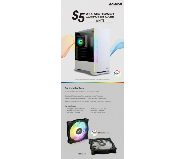 Zalman S5 RGB Biała - 668125 - zdjęcie 5